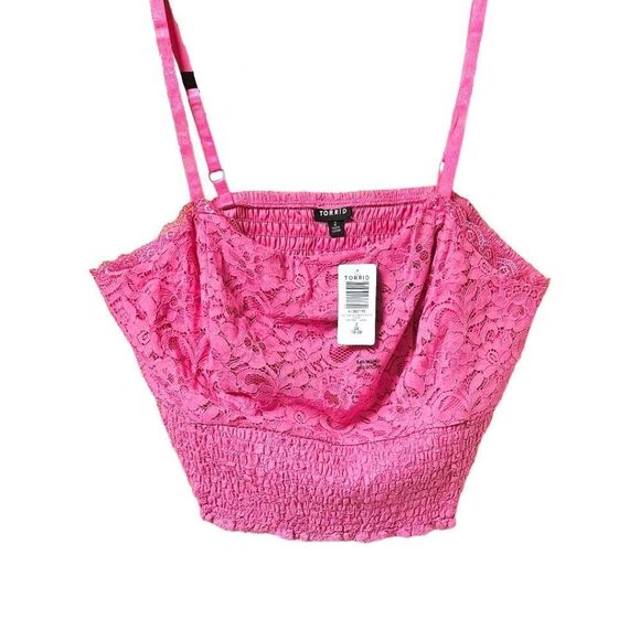 NWT TORRID Plus Size Crop Lace Smocked Tank Top - Picture 2 of 15